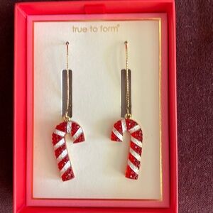 NWOT True to Form Dangling Candy Cane Earrings